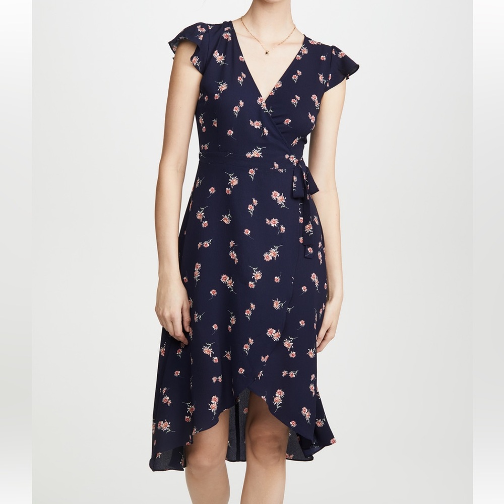 Navy, floral wrap-dress. Size 4, BB Dakota
